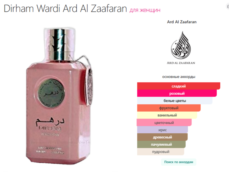 Духи Дирхам Варди Dirham Wardi Ard Al Zaafaran 100 мл