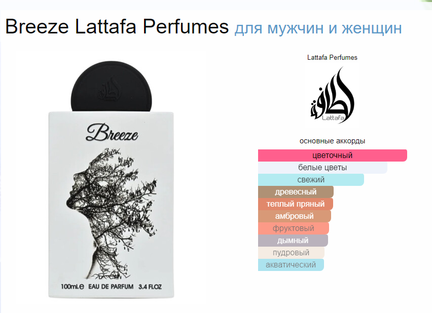 Духи Breeze Lattafa Perfumes Бриз Латафа Парфюм 100 мл