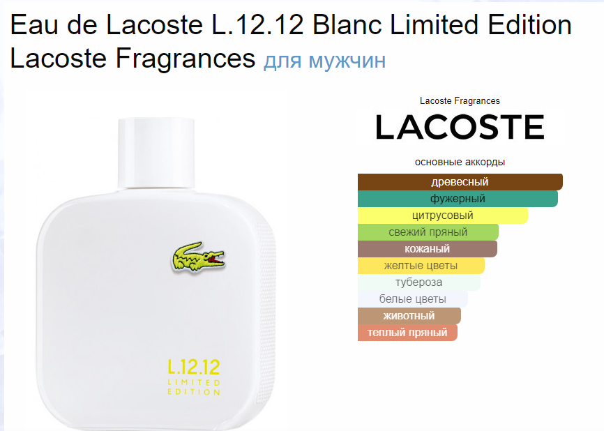 Lacoste L.12.12 Blanc Лакост Бланк EDT 50 мл