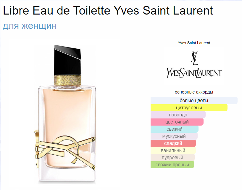 Либра Ив Сен Лоран Libre Eau de Toilette Yves Saint Laurent EDT 50 мл