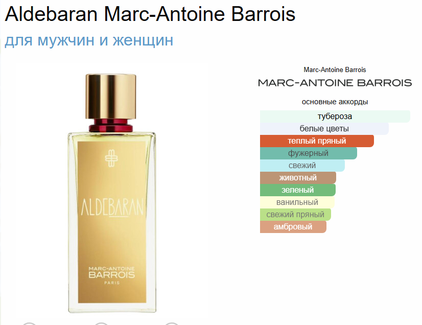 Альдебаран Марк Антонио Барройс Aldebaran Marc Antoine Barrois EDP 100 мл