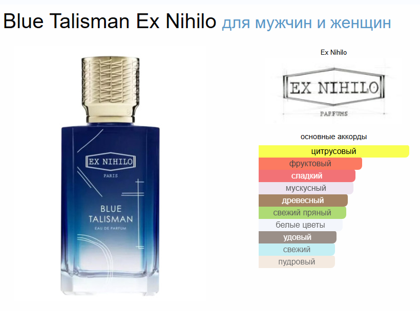 Блу Талисман Экс Нихило Blue Talisman Ex Nihilo EDP 50 мл