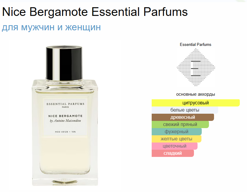 Найс Бергамот Эссеншел Парфюмс Nice Bergamote Essential Parfums 100 мл