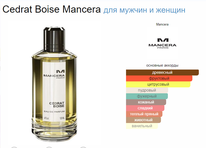 Седрат Бойсе Мансера Cedrat Boise Mancera EDР 120 мл