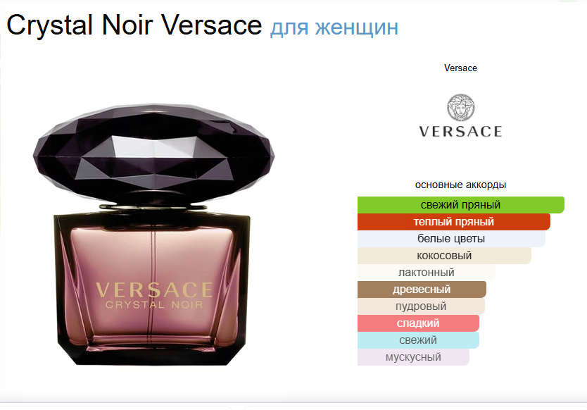 Кристалл Нуар Версаче Crystal Noir Versace EDP 90 мл