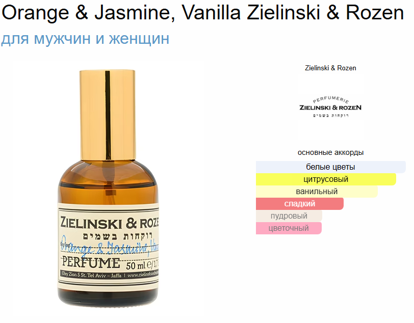 Духи Orange & Jasmine, Vanilla Апельсин Жасмин, Ваниль Зеленский 100 мл (копия)
