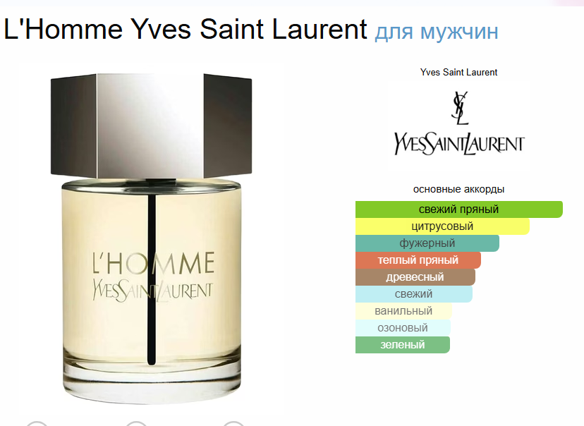 Л Хомм Ив Сен Лоран L'Homme Yves Saint Laurent EDT 100 мл (тестер)