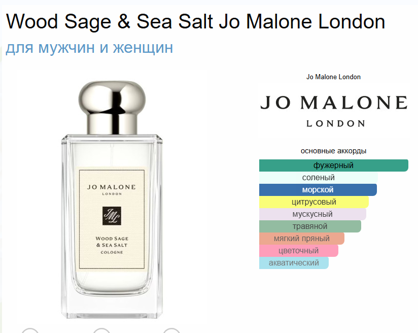 Древесный Шалфей и Морская Соль Джо Малон Jo Malone Wood Sage & Sea Salt 30 мл